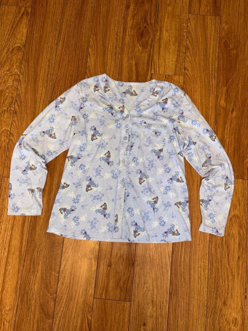 Y2K Blue whimsical eeyore floral vintage pajama top